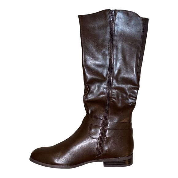 Style & Co Kindell Faux Leather Chocolate Brown Riding Boots Size 7.5M New - Picture 3 of 8